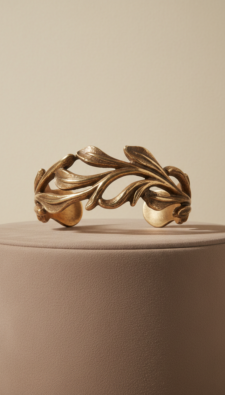 Antique Gold Sculptural Cuff Bracelet
